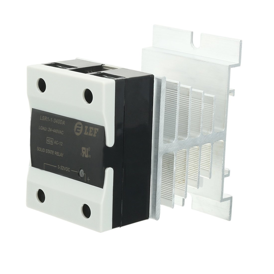 Aexit LSR1-1-340DA 40A Control electrical DC to AC 3-32VDC to 24-440AC SSR Thermal Compound Solid State Relay + Heat Sink