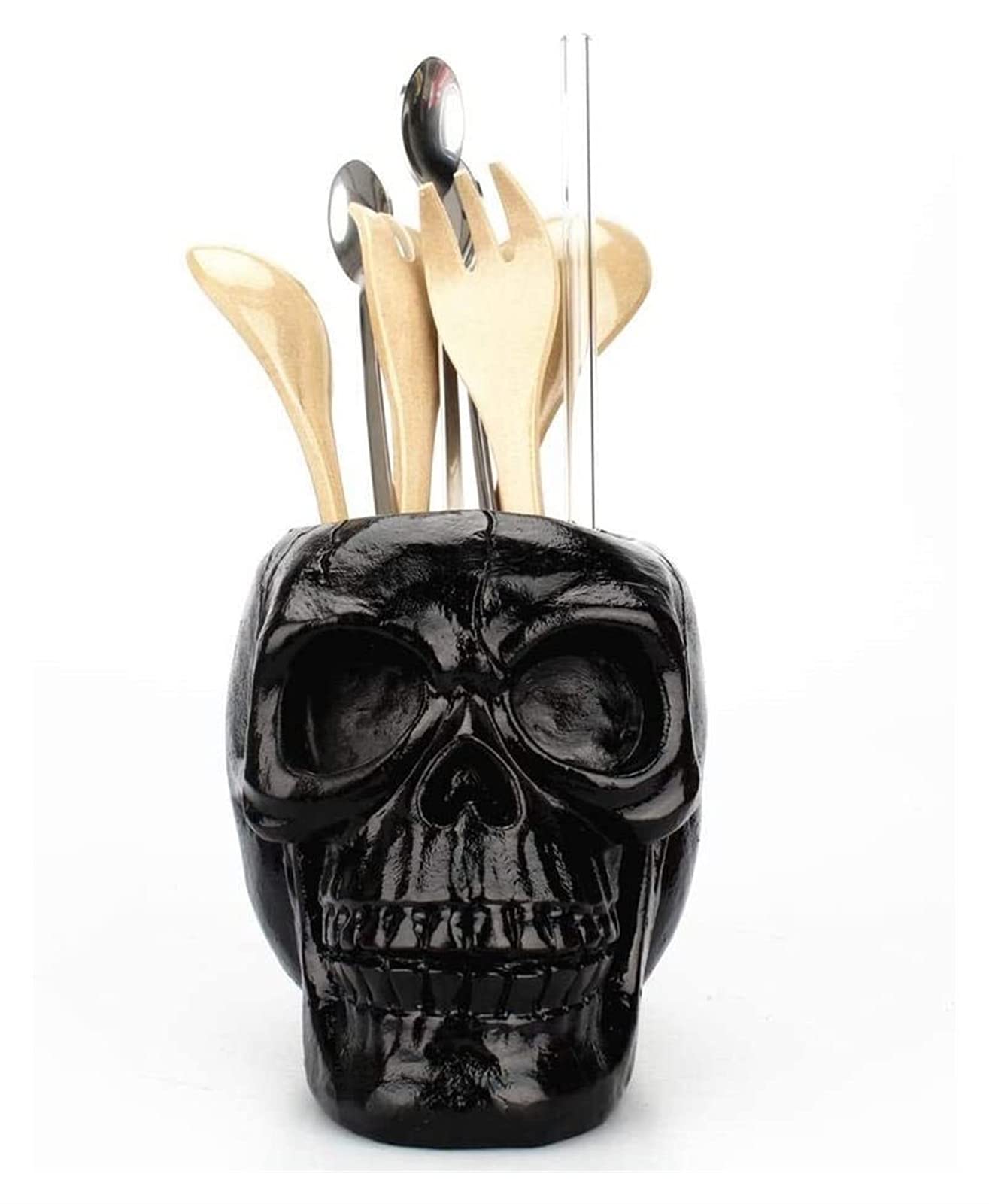 3D Skull Head Stationery Holder Storage Container Flower Pot Office Home Garden Decor Statues