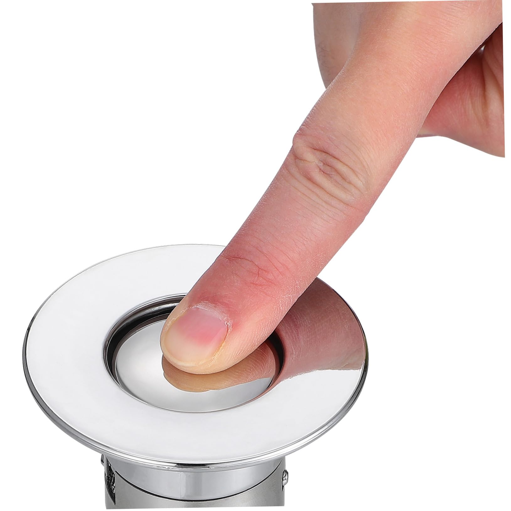 Tapón de Lavabo de Baño Botón Pulsador y Filtro Antiobstrucción | Plata, Abs, Acero Inoxidable y Latón, 1 Pieza, Evita Malos Olores, Uso en Cocina y Hotel