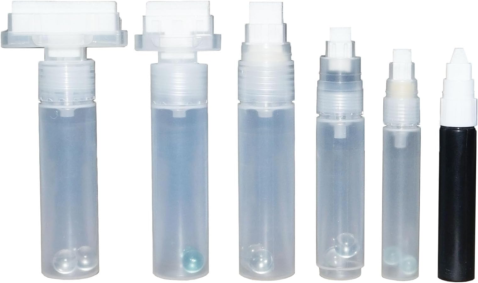 6 Pack Refillable Acrylic Paint Pens Empty Markers 4/8/10/15/30/50mm Clear Large Paint Holder Pen Graffiti Markers for Painting DIY Art and Glue Paints Applicato