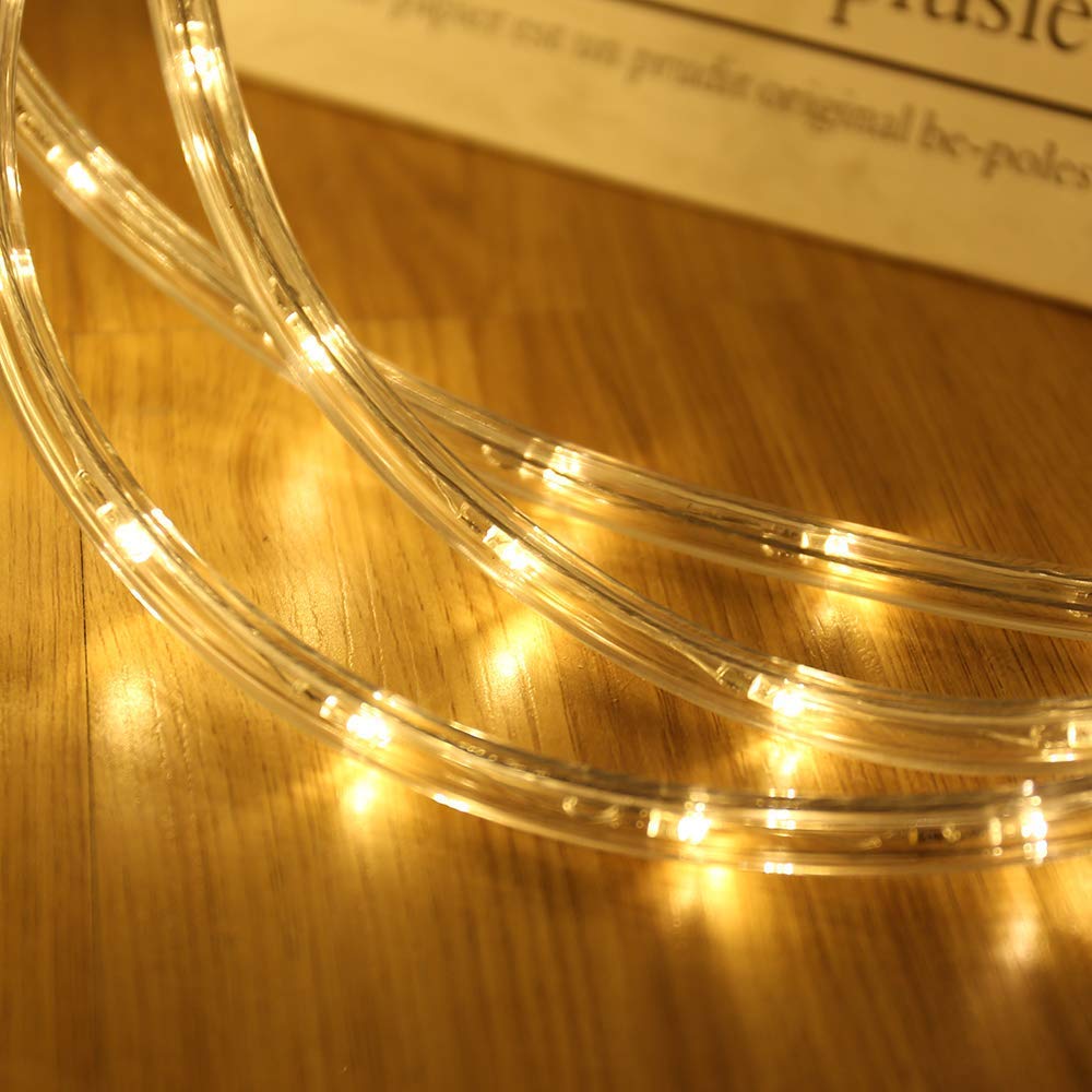 Guirnalda de luces LED para exteriores, 50 metros, cadena de luces LED con 1200 ledes de luz blanca cálida, resistente al agua, para jardín, terraza y salón, incluye temporizador para
