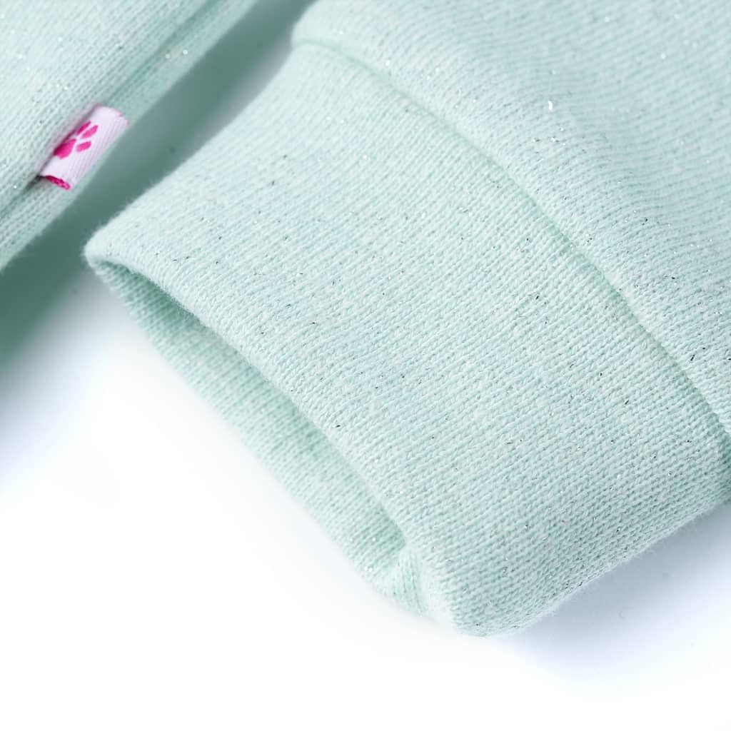 vidaXL Felpa con Cappuccio e Cerniera da Bambina Menta Chiaro Misto 116
