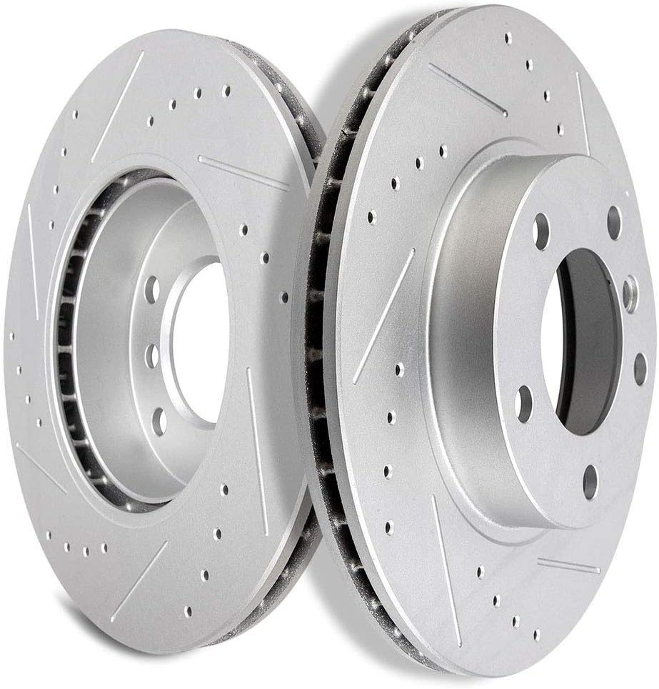 SCITOO 2pcs Front Drilled Slotted Brake Rotors Brakes Kit