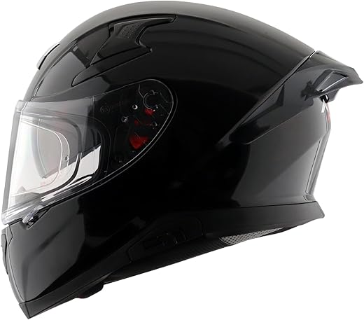 Axor Apex Solid ISI ECE DOT Certified Glossy Black Full Face Dual Visor Helmet for Men and Women with Pinlock Fitted Outer Clear Visor and Inner…