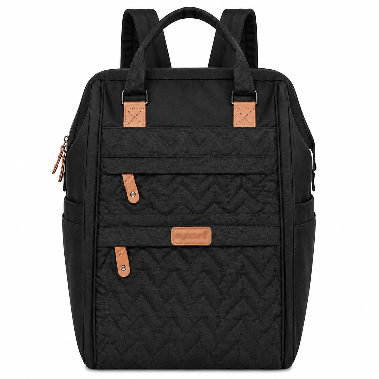 Baby Diaper Bag Backpack for Mothers Travel | Waterproof Quilted Maternity Bag with Insulated Bottle Pockets, Large Capacity Multi Compartments | Nappy Bag for Newborn, Mom & Dad (Black)-image-46