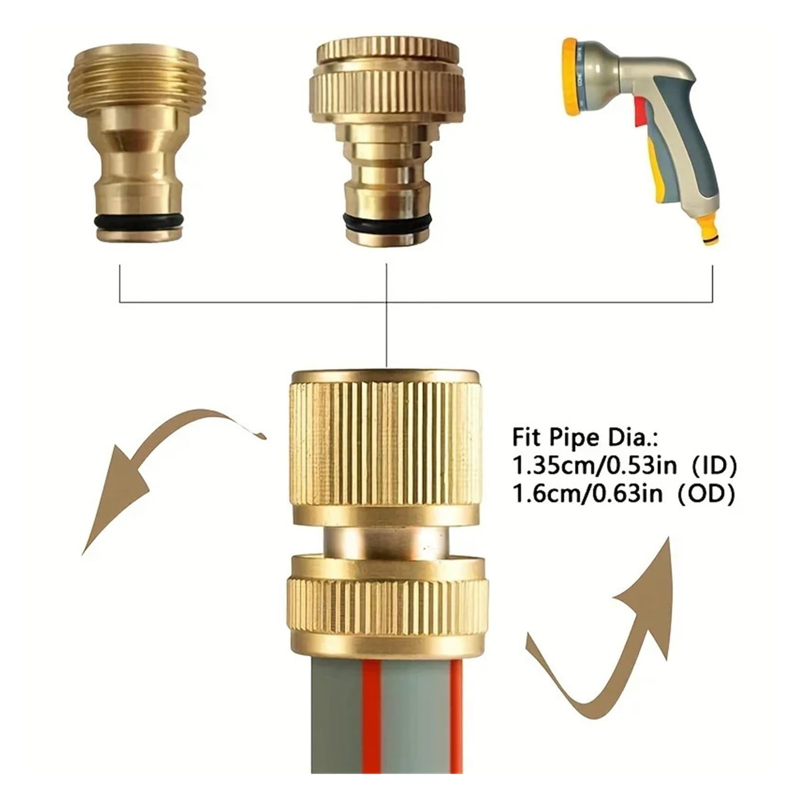 Kit di raccordi for Tubi Flessibili Standard UE 6/12 - Raccordi for rubinetti da 1/2 Pollice e 3/4 + Attacchi rapidi for Giardino (13-16 mm)(Six Sets)