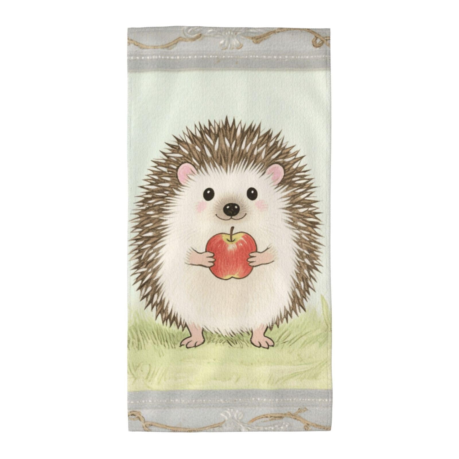 FekiLoot Absorbent Hand Towels 13.8"X27.5" Decorative Bathroom Towel Soft Microfiber Face Towel Cute Hedgehog Dish Kitchen Towels for Bathroom Kitchen Hotel Spa Bath Towels