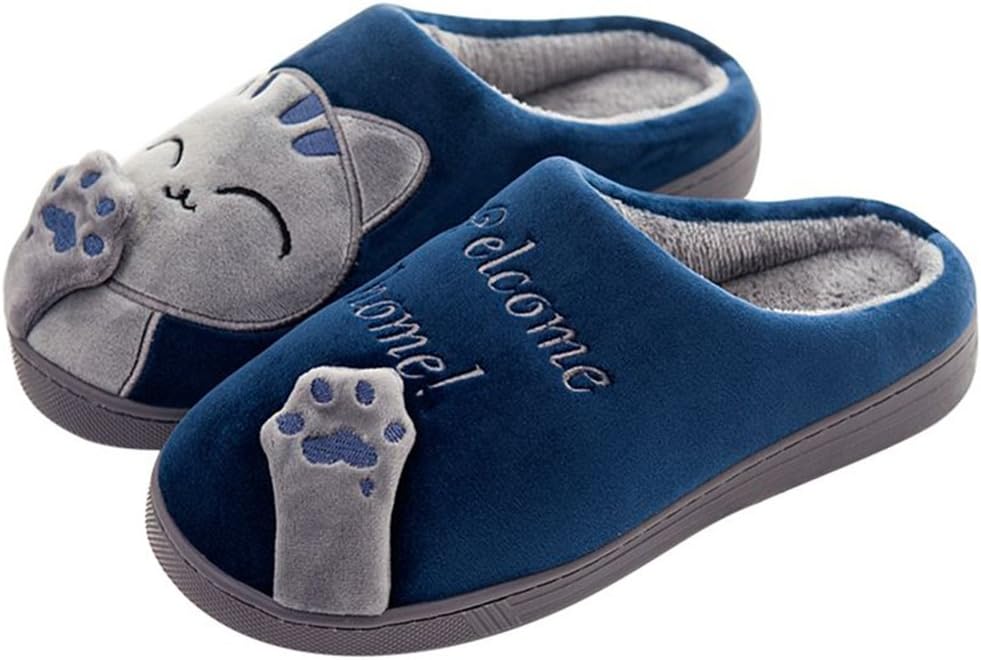 ChicPro Cute Women Ladies Cat Slippers Winter Warm Fuzzy Bedroom Shoes Non Slip House Slippers for Men