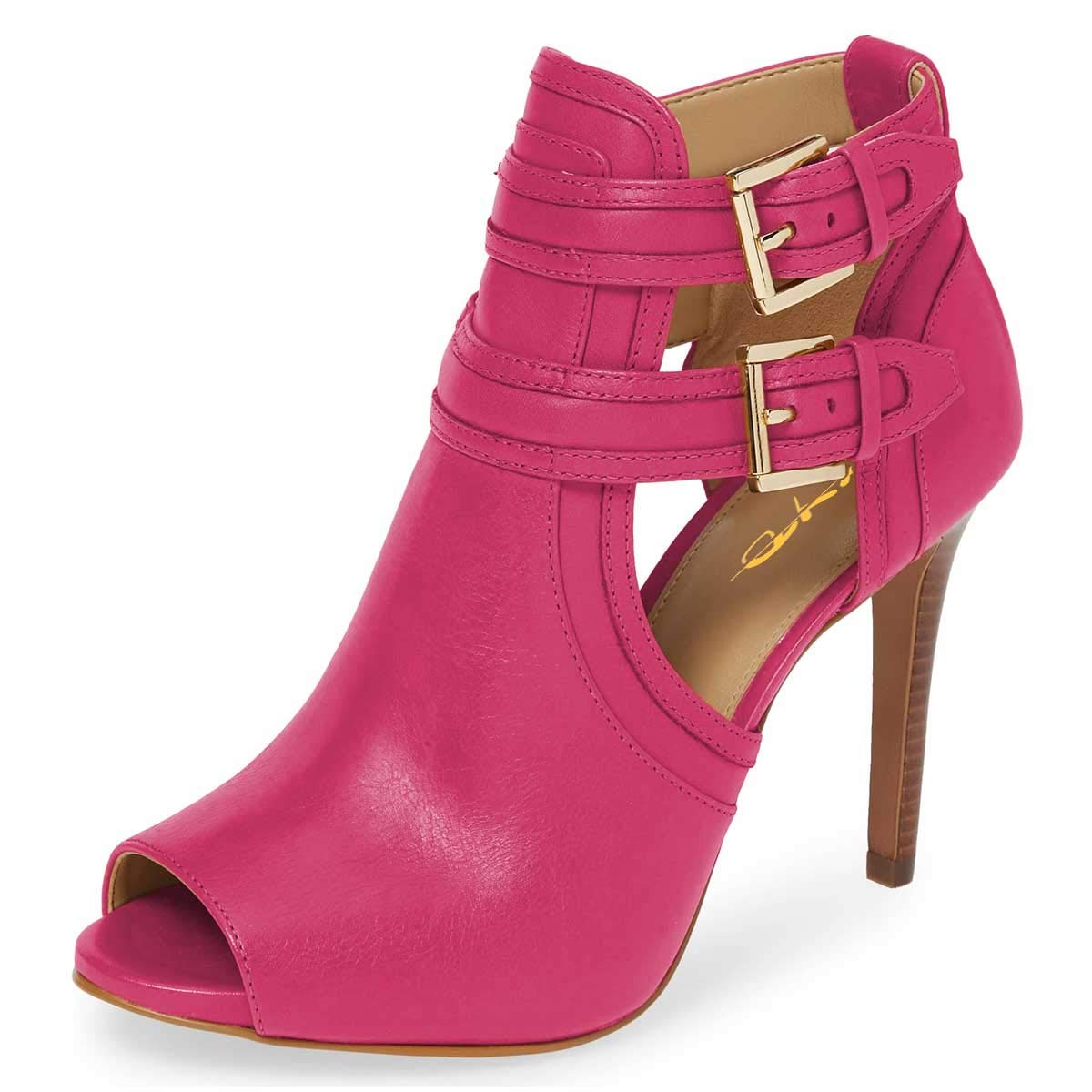 XYD Women Peep Toe Sandal Ankle Booties Dual Buckled Straps Stiletto Heels Stylish Cutout Event Party Pumps Shoes