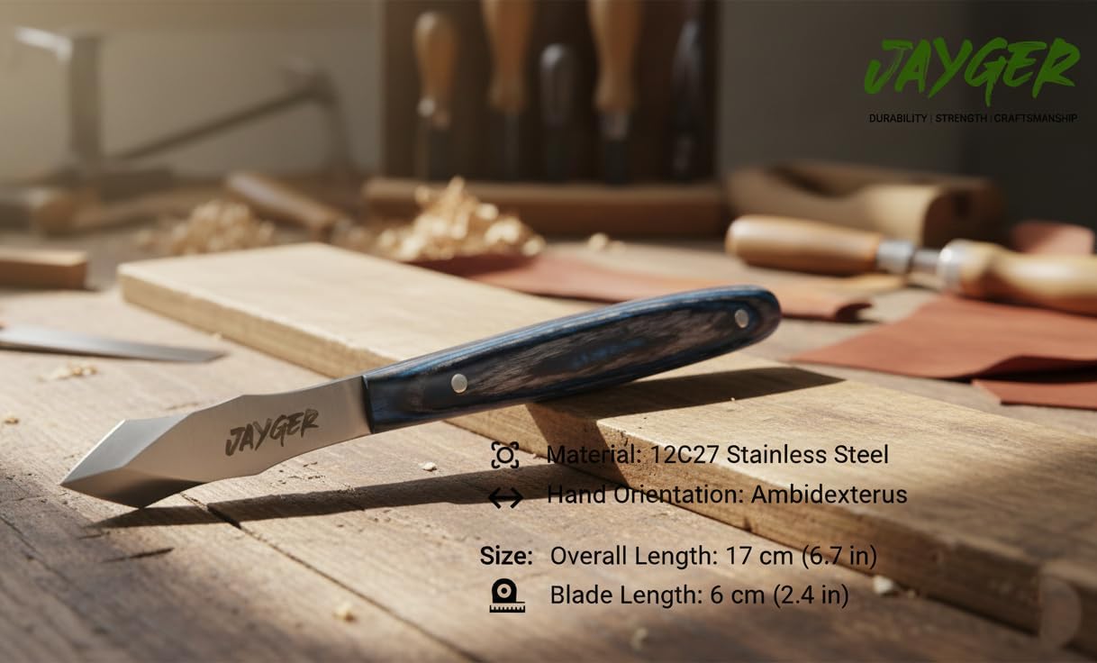 Marking Knife – Long Neck Thin Blade Scribing Tool with Dual Grooves for Woodworking | Carbon Steel Double-Beveled Blade for Precision Wood Carving & Fine Line Marking in Narrow Grooves