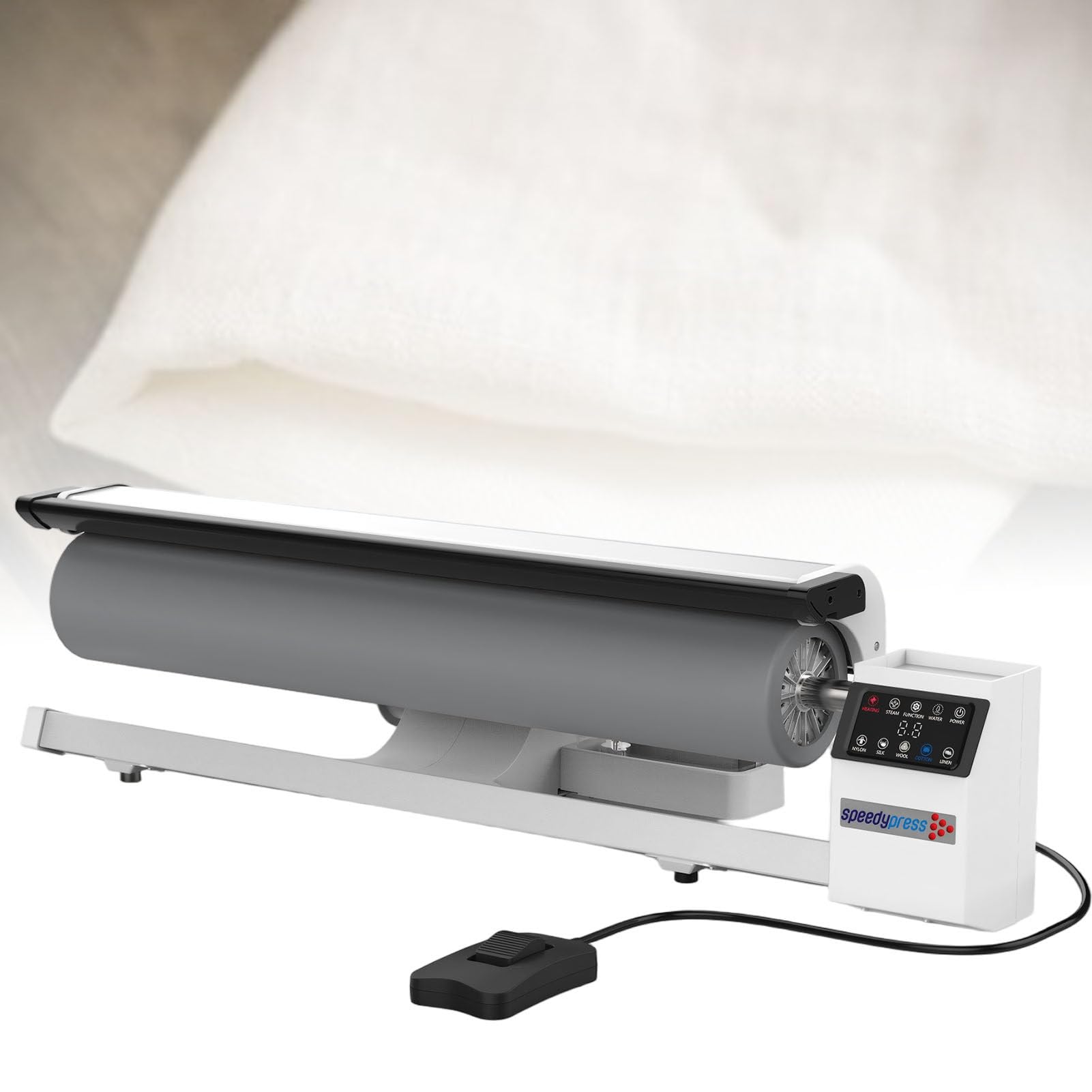 ExoticaBlend Rotary Steam Roller Ironer with Continuous Steam Output & Foot Pedal Control, High-Pressure Heated Plate Hotel Linen Ironing Machine with 2.5m/min Rotary Speed