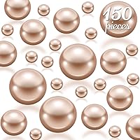 Vista 30 de 150 cuentas de perlas de imitación pulidas en crema sin agujeros para decoración de relleno de jarrones, rellenos de perlas de plástico
