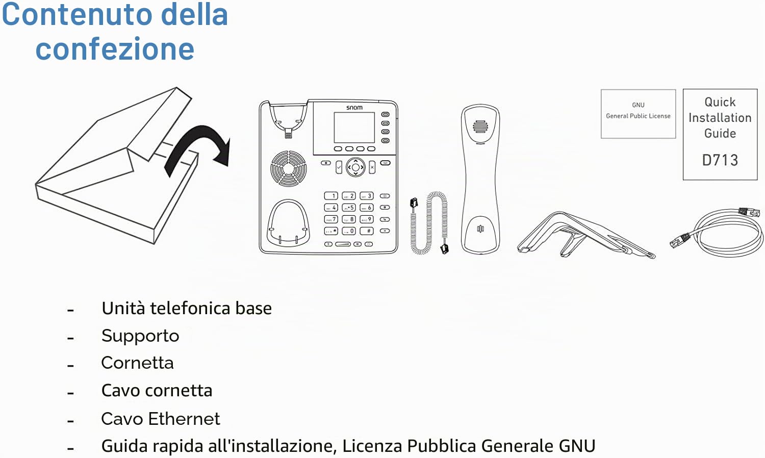 Snom D713 IP Telefono da Tavolo SIP - Telefoni Ricondizionati, Centralino Telefonico, Telefono Fisso Casa con Display TFT a Colori da 2,8", 4 Tasti LED Configurabili, Audio HD, Cuffie Collegabili