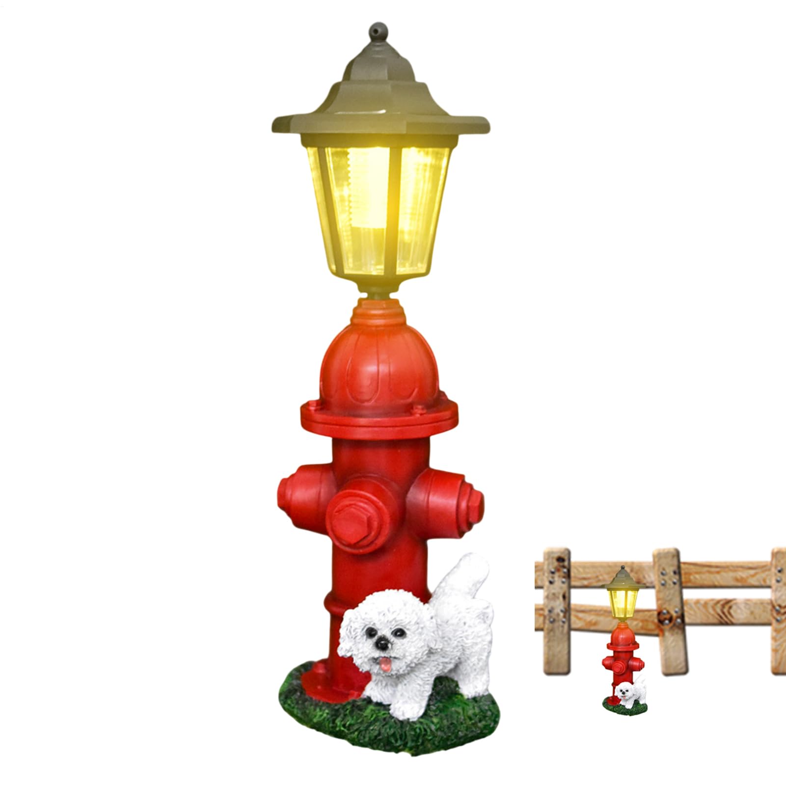 Statue décorative solaire en forme de borne incendie lumineuse autonome