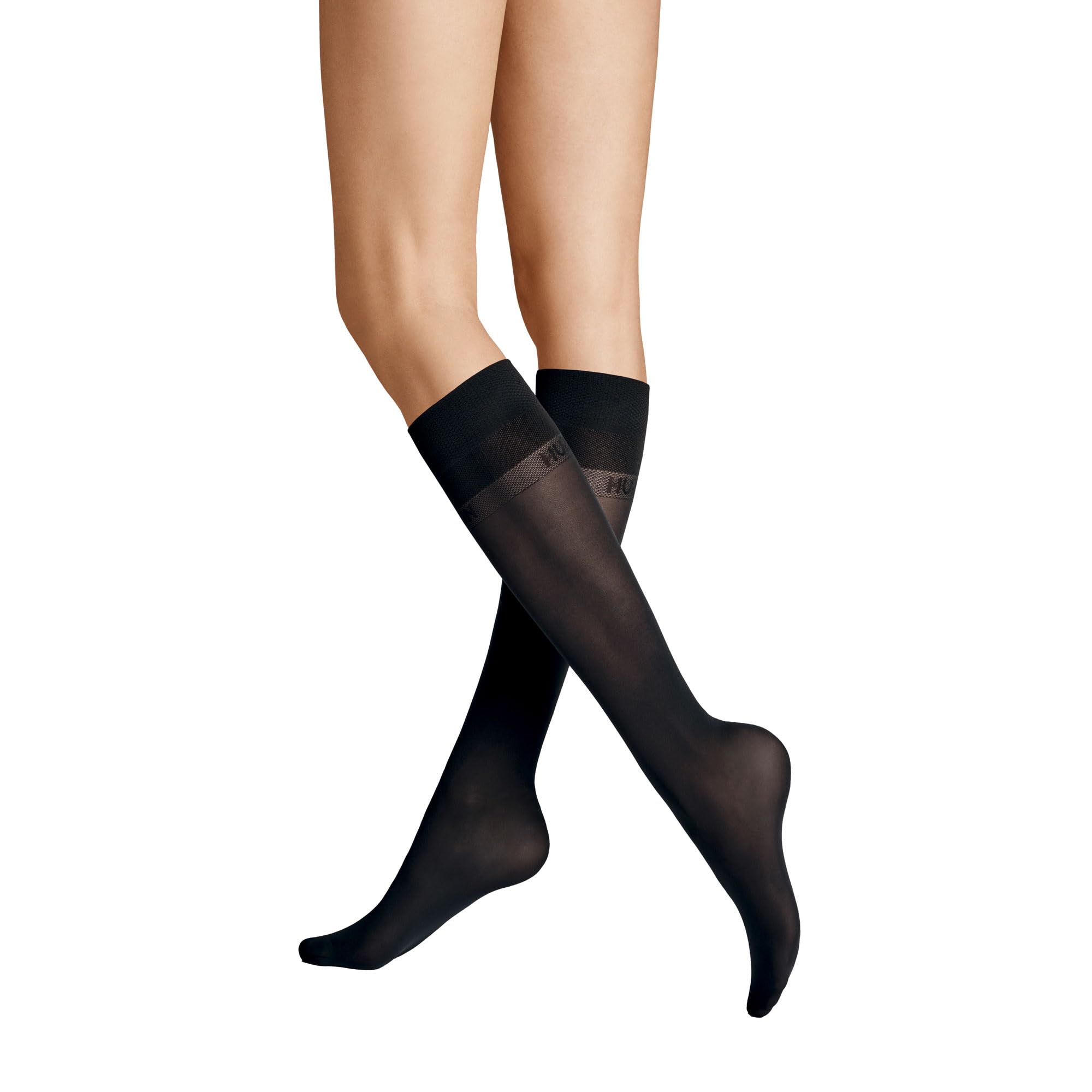 Hudson Micro 50 druckfreier Bund Knee-High Socks, Black,