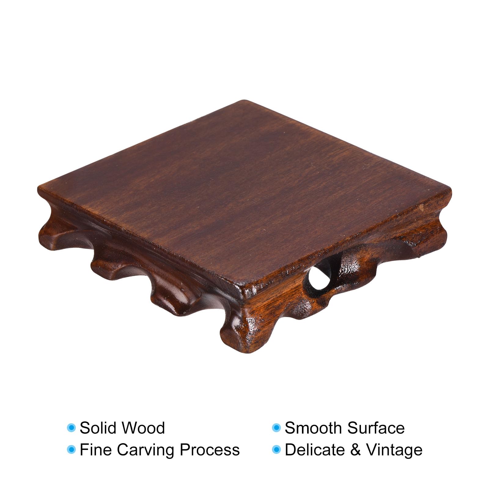 PATIKIL Wooden Display Stand, 5 x 5 Inch Square Teapot Vase Bonsai Base Wood Stand Holder for Home Office Decoration - Image 3
