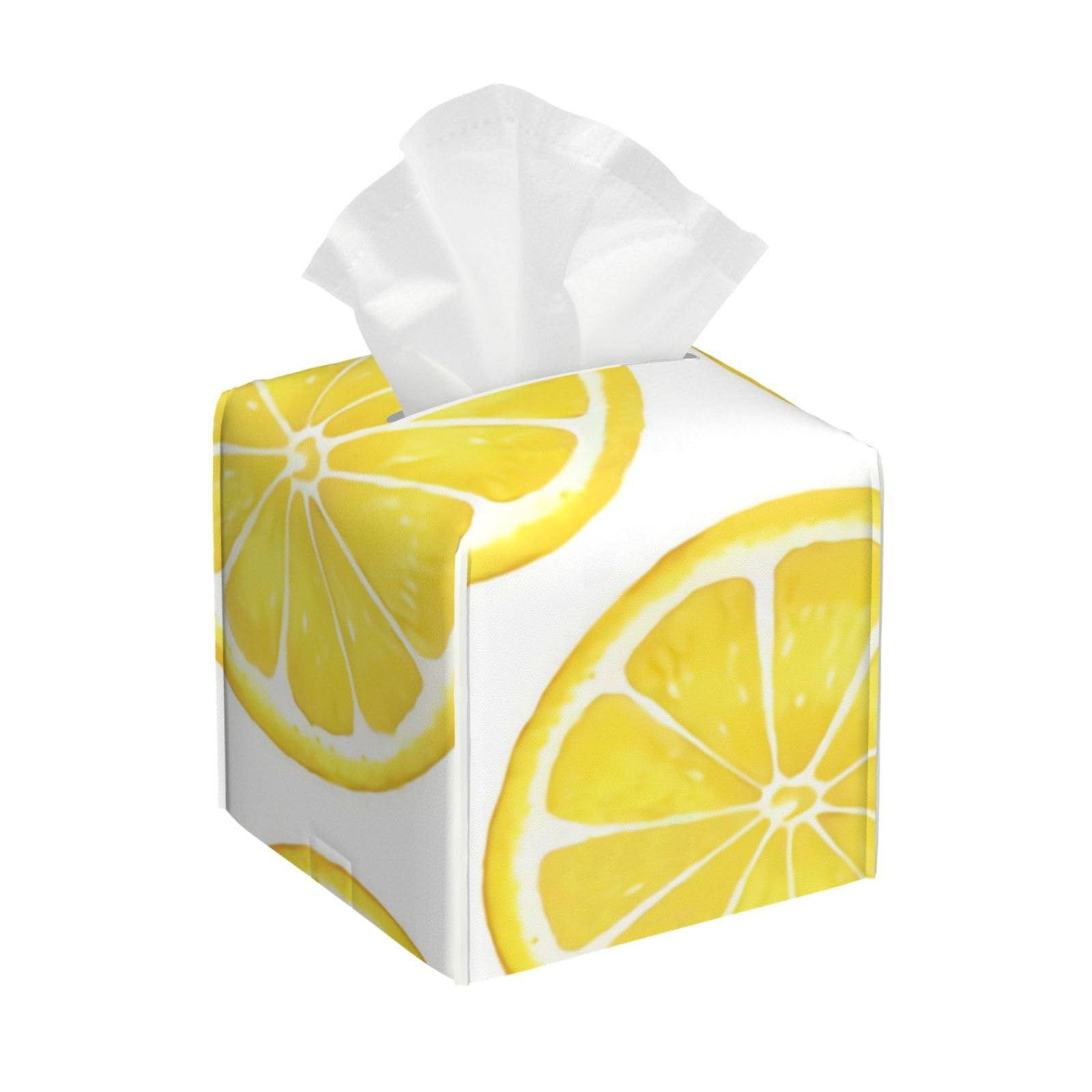 Xingfox As Pic Yellow Sliced Lemon Tissue Box Cover, Fashionable Decorative Storage Box, Suitable For Most Places
