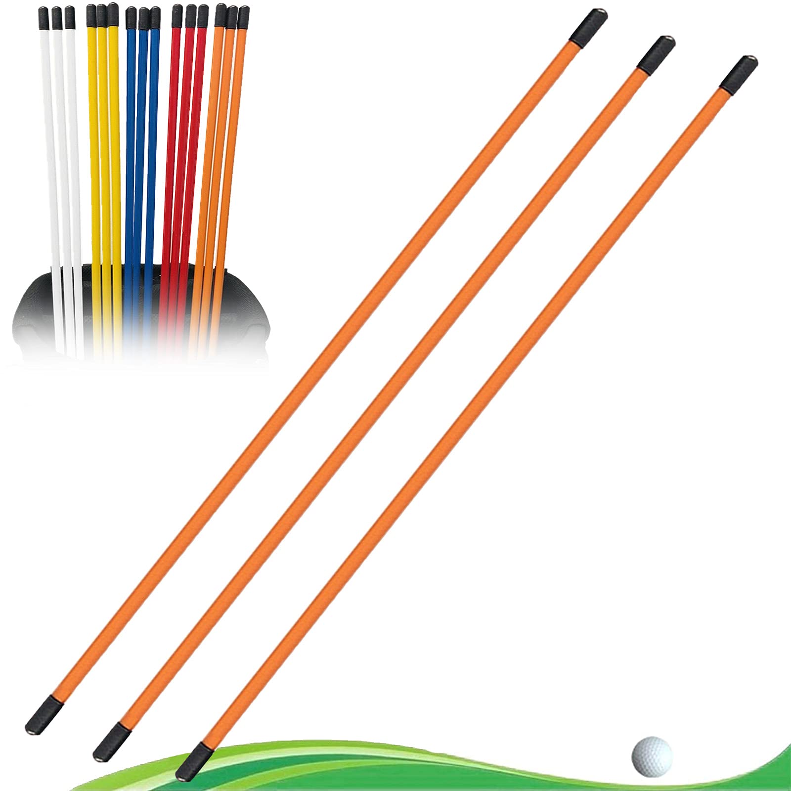FINGER TEN Golf Alignment Sticks Swing Trainer Tool 48 Inch Value 3 Pack/6 Pack,Golf Alignment Aid Practice Rod for Golf Training Aid