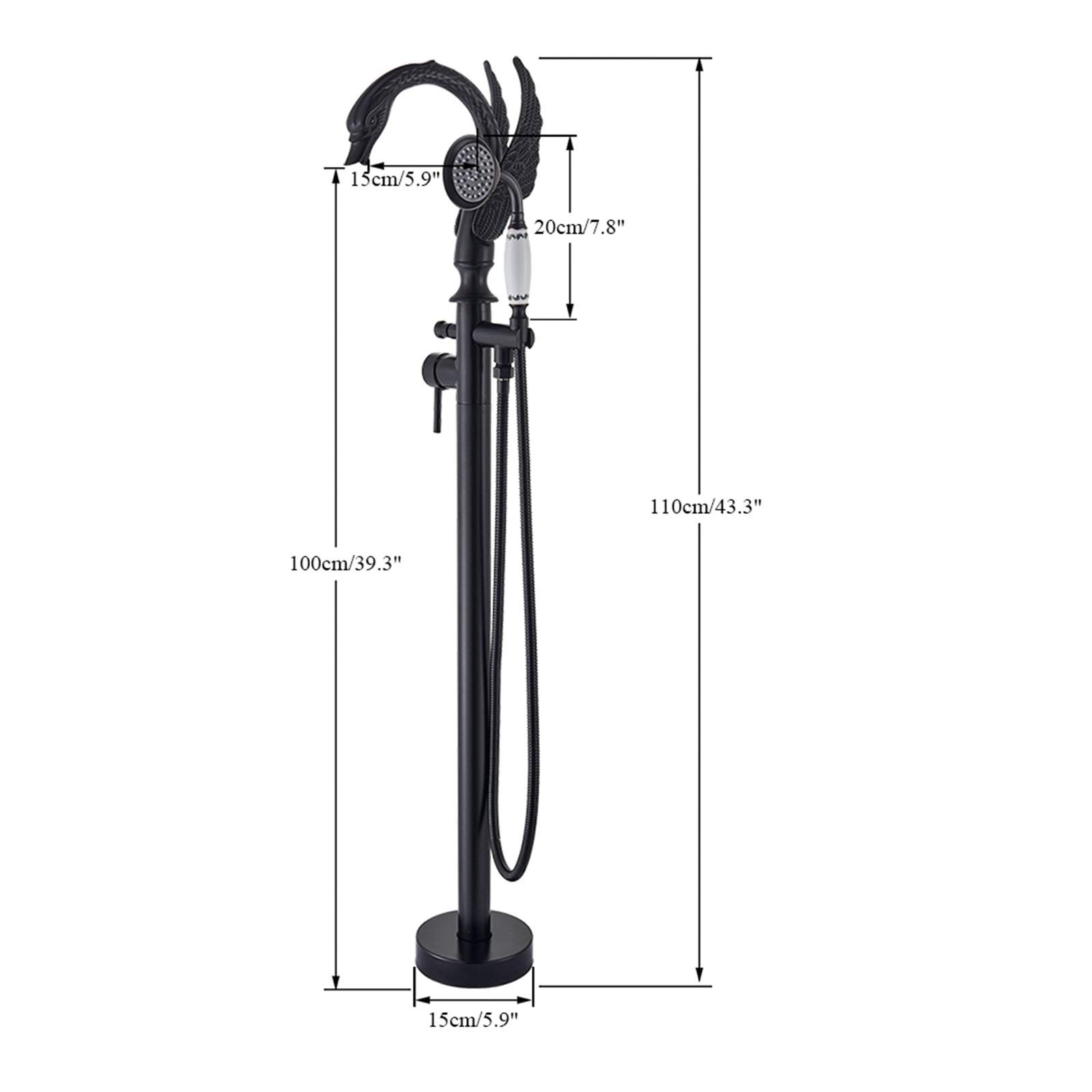 Grifo de bañera de pie, Grifo de bañera con caño Giratorio de una Sola manija con Ducha de Mano, Grifo de bañera de pie de latón, Bronce frotado con Aceite,