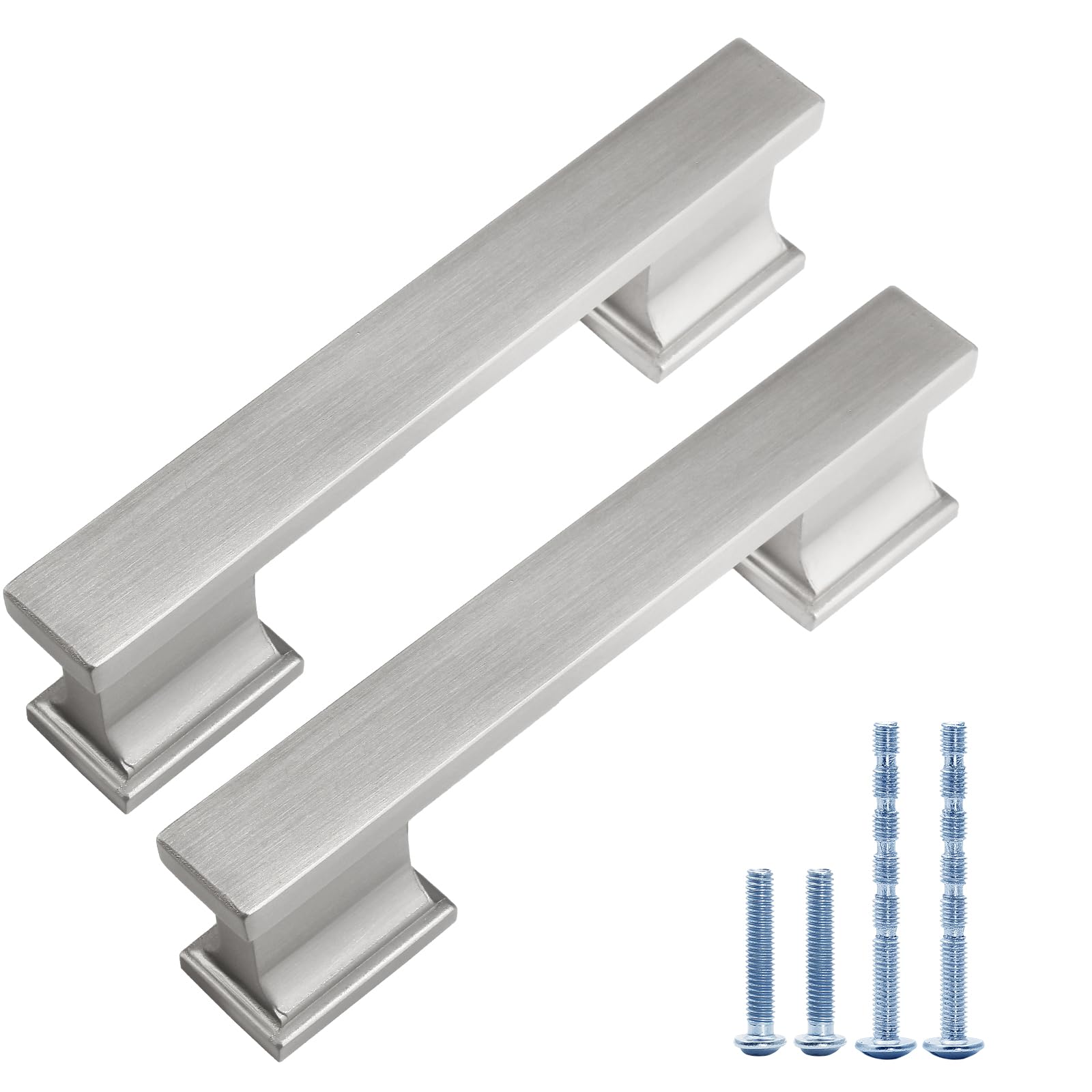 Waziaqoc 10 Pack Brushed Satin Nickel 3 Inch (76mm) Hole Centers Kitchen Cabinet Pulls, Kitchen Handles Hardware for Cabinets Cupboard Handles Drawer Pulls