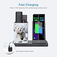 Vista 6 de KINGFOM Organizador de escritorio de piel sintética con soporte de cargador inalámbrico, carga inalámbrica rápida de 10 W para iPhone 11, 11 Pro, 11