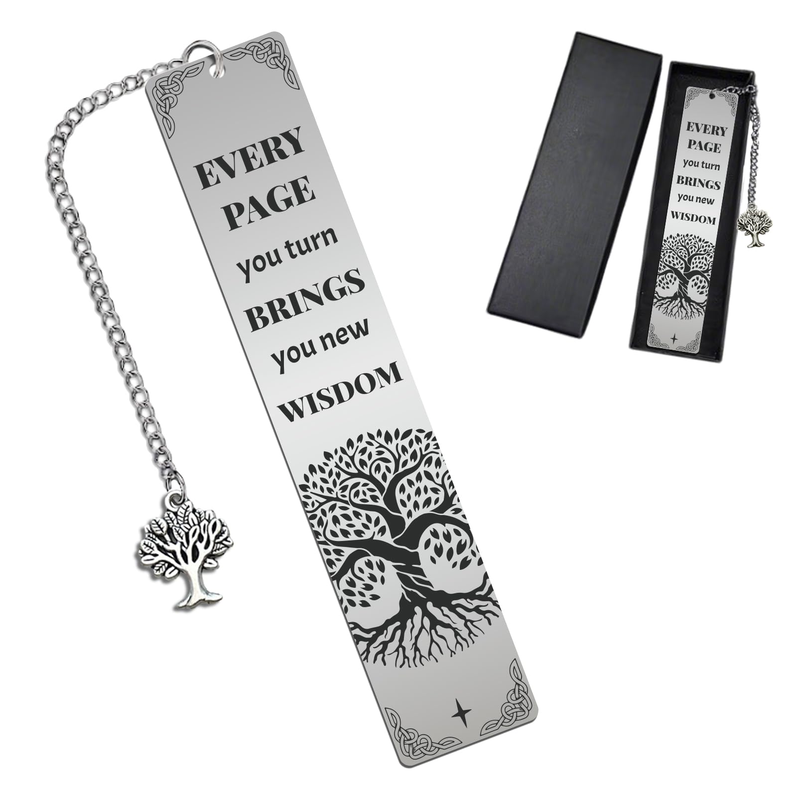 Peacoblue Tree of Life Metal Bookmarks for Book Lovers Reading Women Men Bookish Bookworms, Inspirational Book Mark Gift with Charm for Christmas Birthday Graduation