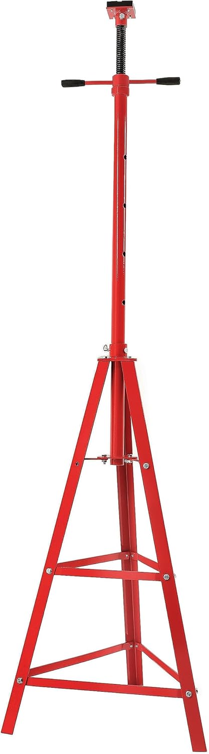 Automotive Under Hoist Tripod Stand (47.375"-84.5" Reach) - 2 Ton (4000lbs Capacity), High Lift Jack Stand, Powder Coated Red