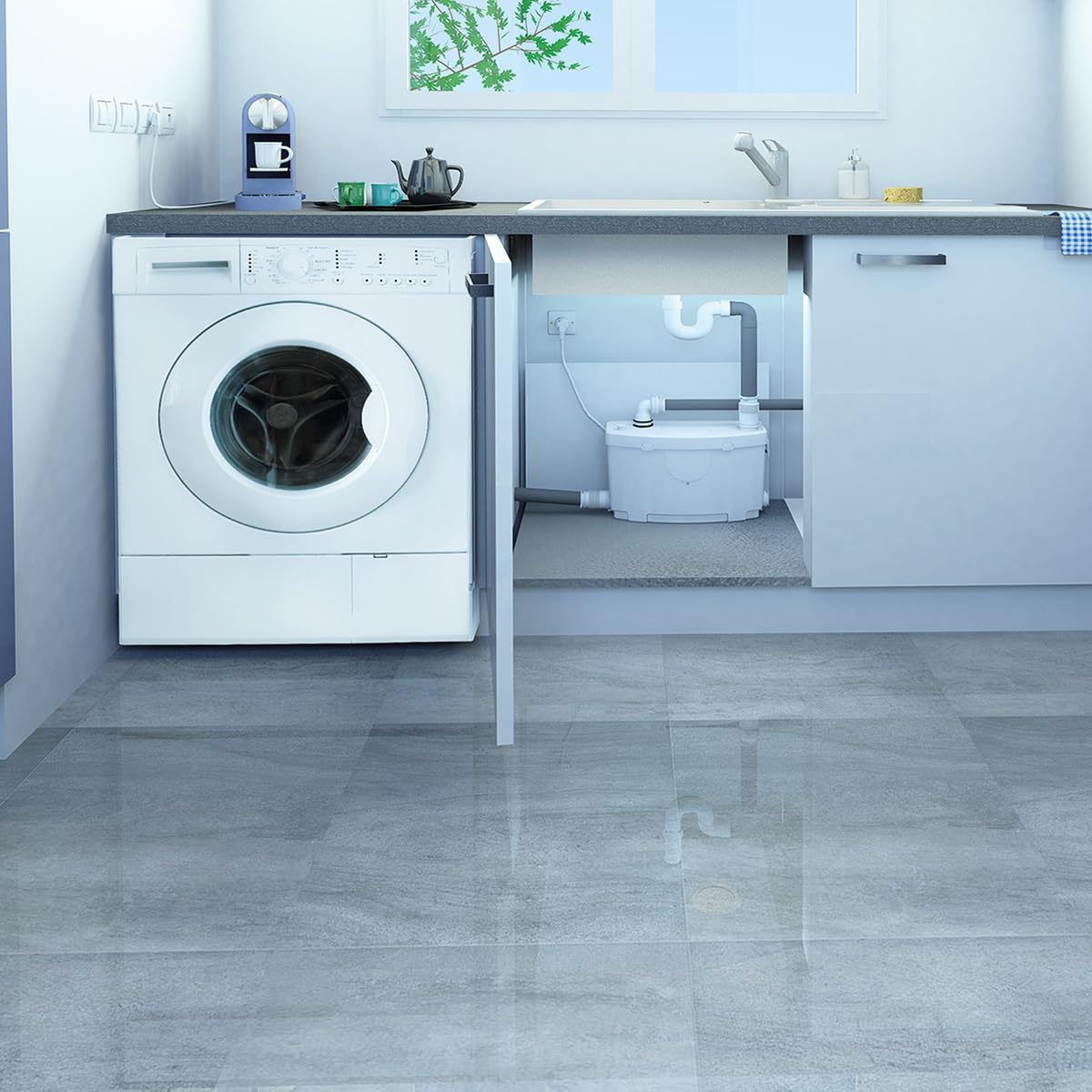 SFA - Sanipompe Vite - Pompe Relevage Eaux Usées - Salle De Bain Ou Cuisine - 3 Entrées - Puissante Et Silencieuse 42 dB(A) - Installation Facile - 42 x 18 x 32,1 cm - 400W - Made In France