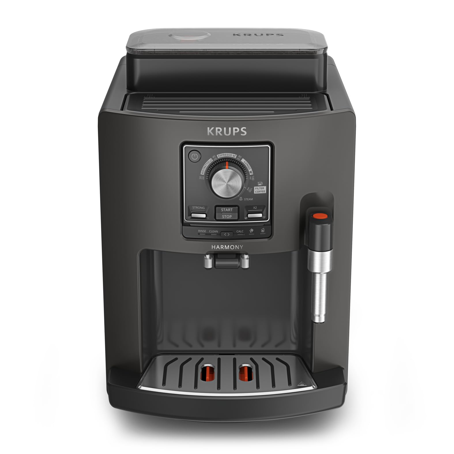 Krups Harmony, Cafetera Superautomática, 4 Bebidas de café y leche, Espumador De Leche, Limpieza automática, Funcioón de doble taza, Compacta, Color carbón, EA508BE0
