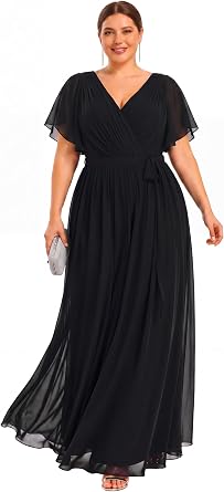 Ever-Pretty Plus Womens Chiffon Maxi Plus Size Formal Bridesmaid Dresses