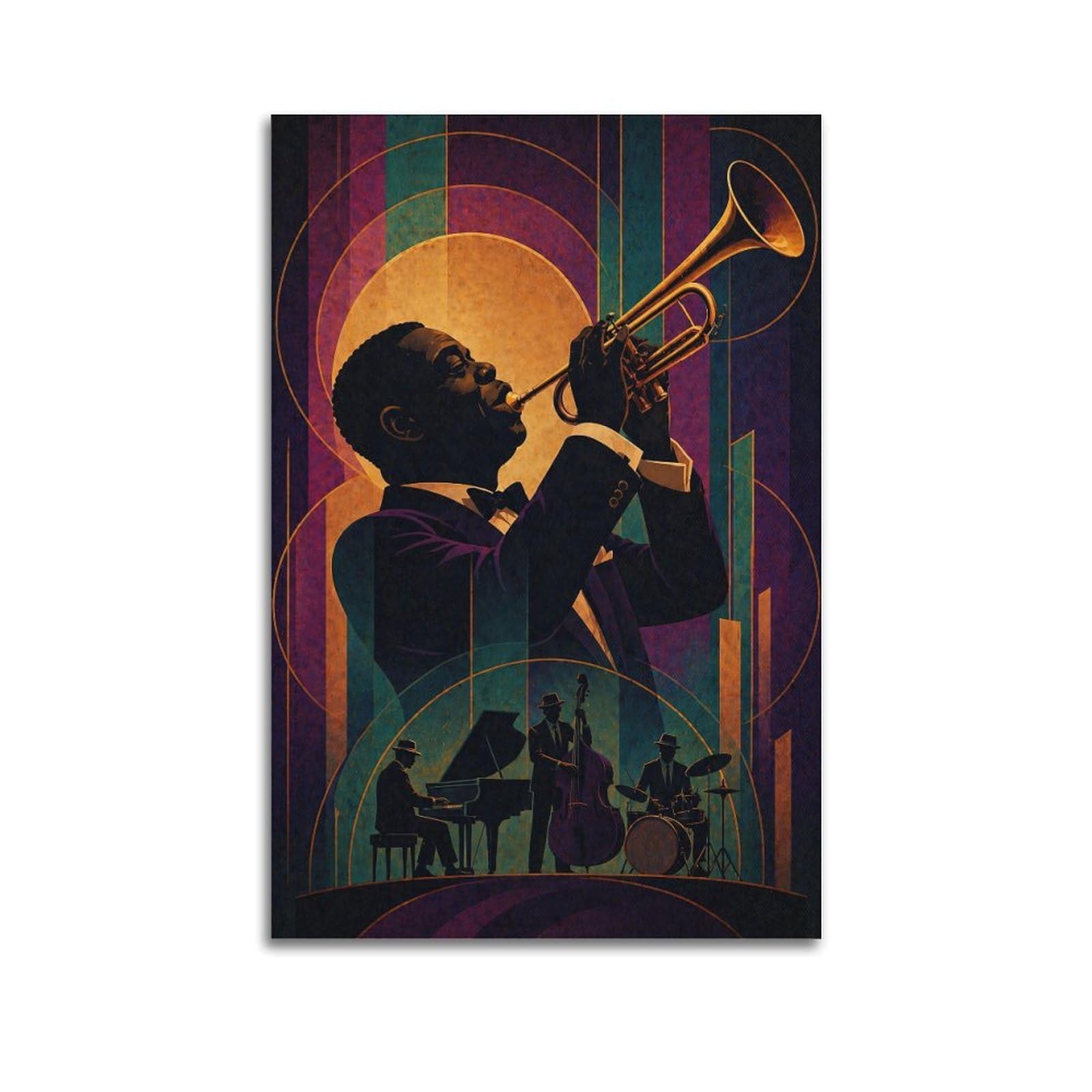 Okngb Unframe-Style Vintage Harlem Music Poster Jazz Legendary Trumpeter Decorative Painting Canvas Art Picture 20X30inch(50X75cm)