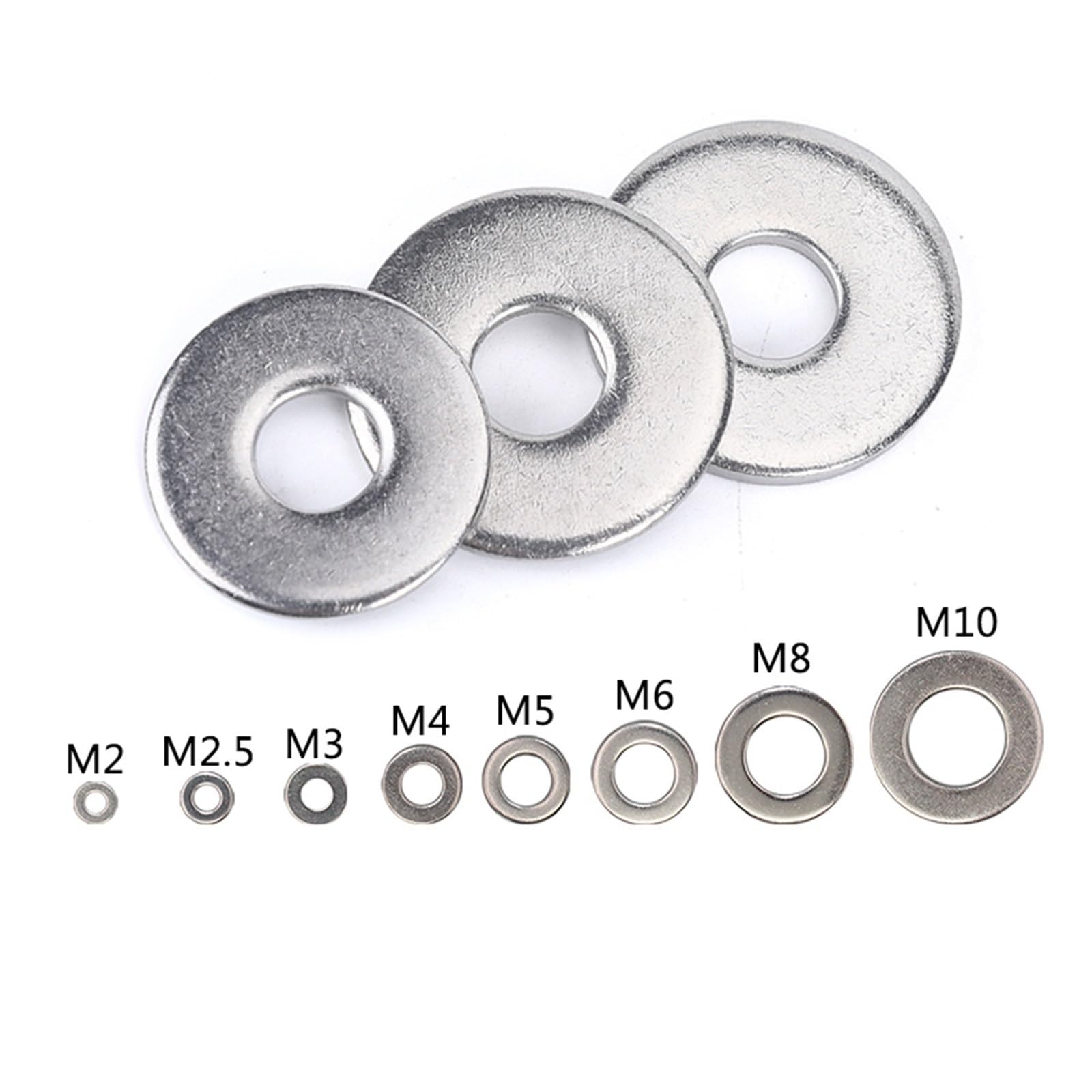 1/2/50p M1,6 M2,5 M3 M4 M5 M6 M8 M10 GB97 304/A2-70 Edelstahl Flache Maschine Metall Unterlegscheibe Dichtungsringe.Hardware-Zubehör(M16 10pcs)