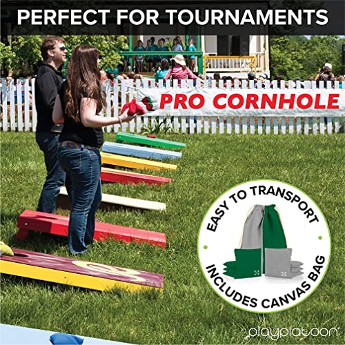 Professional Cornhole Bags - Set Of 8 Regulation All Weather Two Sided Improved Bean Bags For Pro Corn Hole Game - 4 Kelly Green & 4 Gray #TOP4