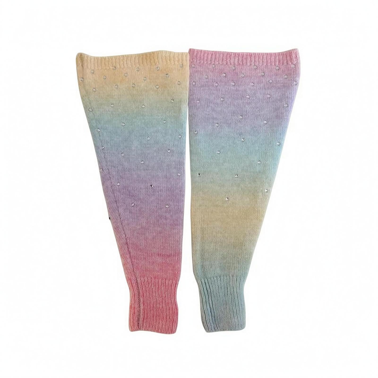 Figure Skating Leg Warmers Knitted Rhinestone Leg Warmers Sports Accessory for Training, Warmth Light Gradient S|Clothing Shoes & Accessories| Womens Clothing| Hosiery & Socks| Leg Warmer-image-38