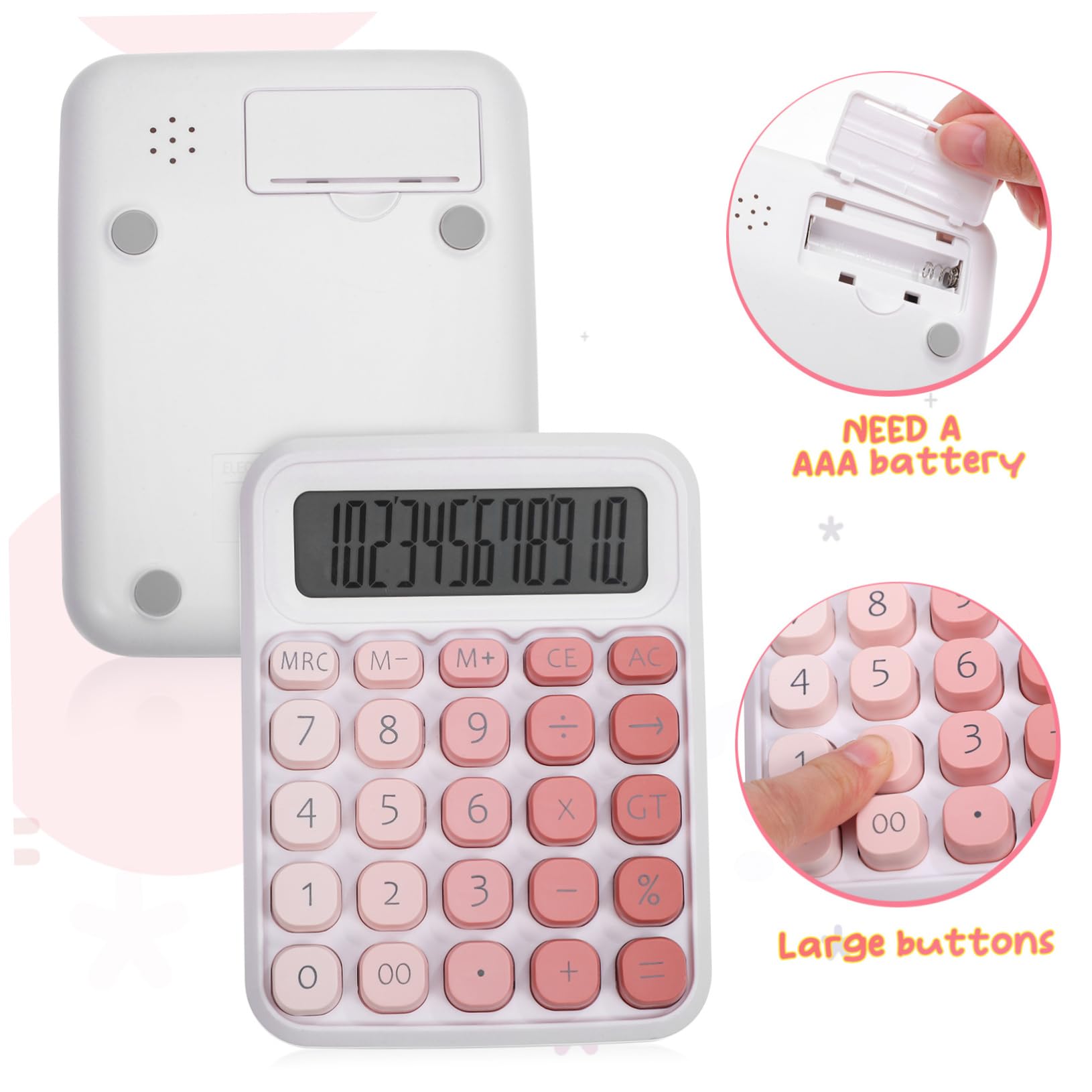 DOITOOL 4 Piezas Calculadora de Botones calculadora de Estudiantes Mostrar a Rosa a de Escritorio pequeña a as de Escritorio el plastico