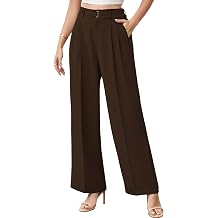 Betusline Women's Wide Leg Pants Business Casual Straight Office Trousers, X-Small-XX-Large