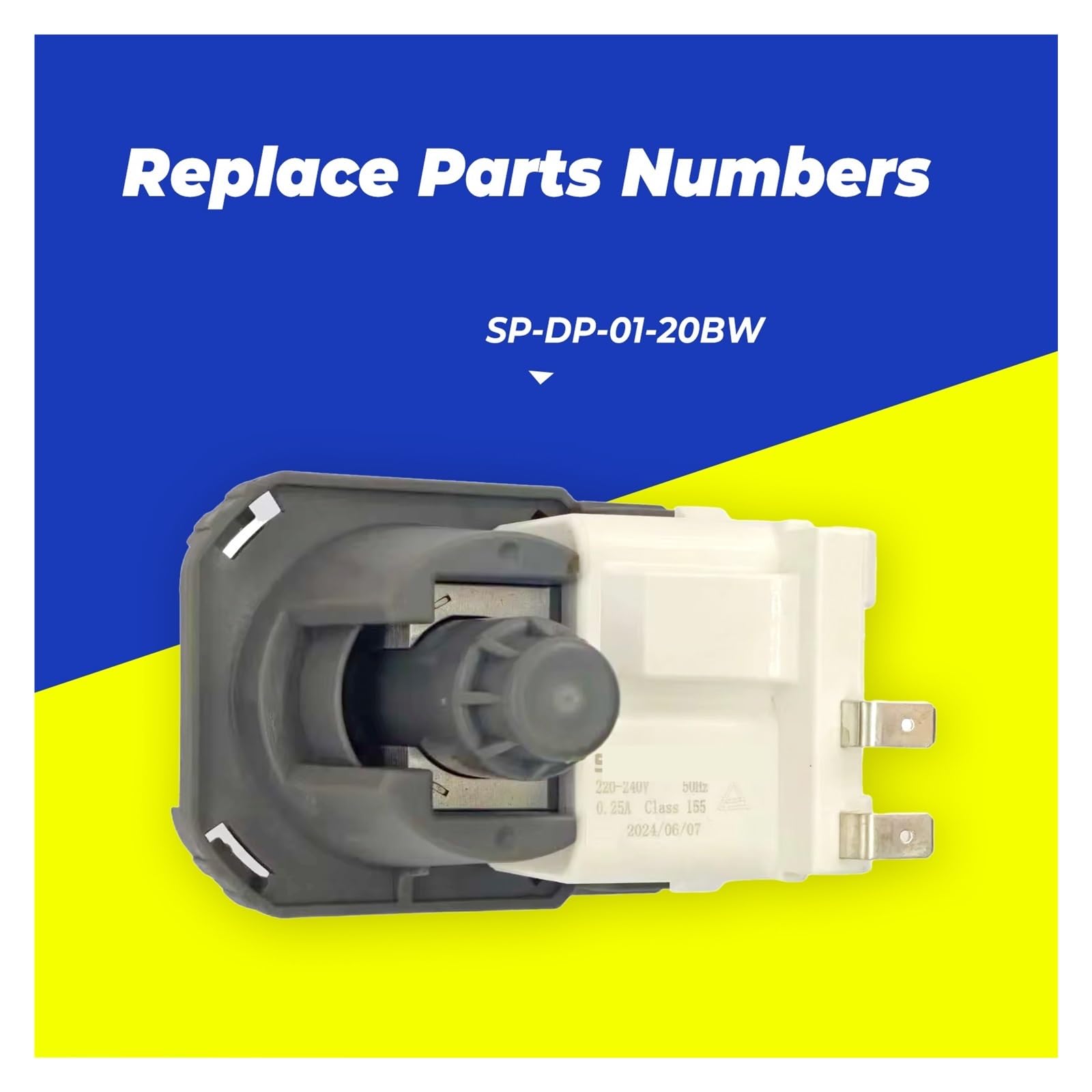 Pompe de vidange for lave-vaisselle SAIPU, SP-DP-01-20BW 17476000007443 220-240 V 50 Hz 0,24 A, compatible avec Midea, KDW60311CBI