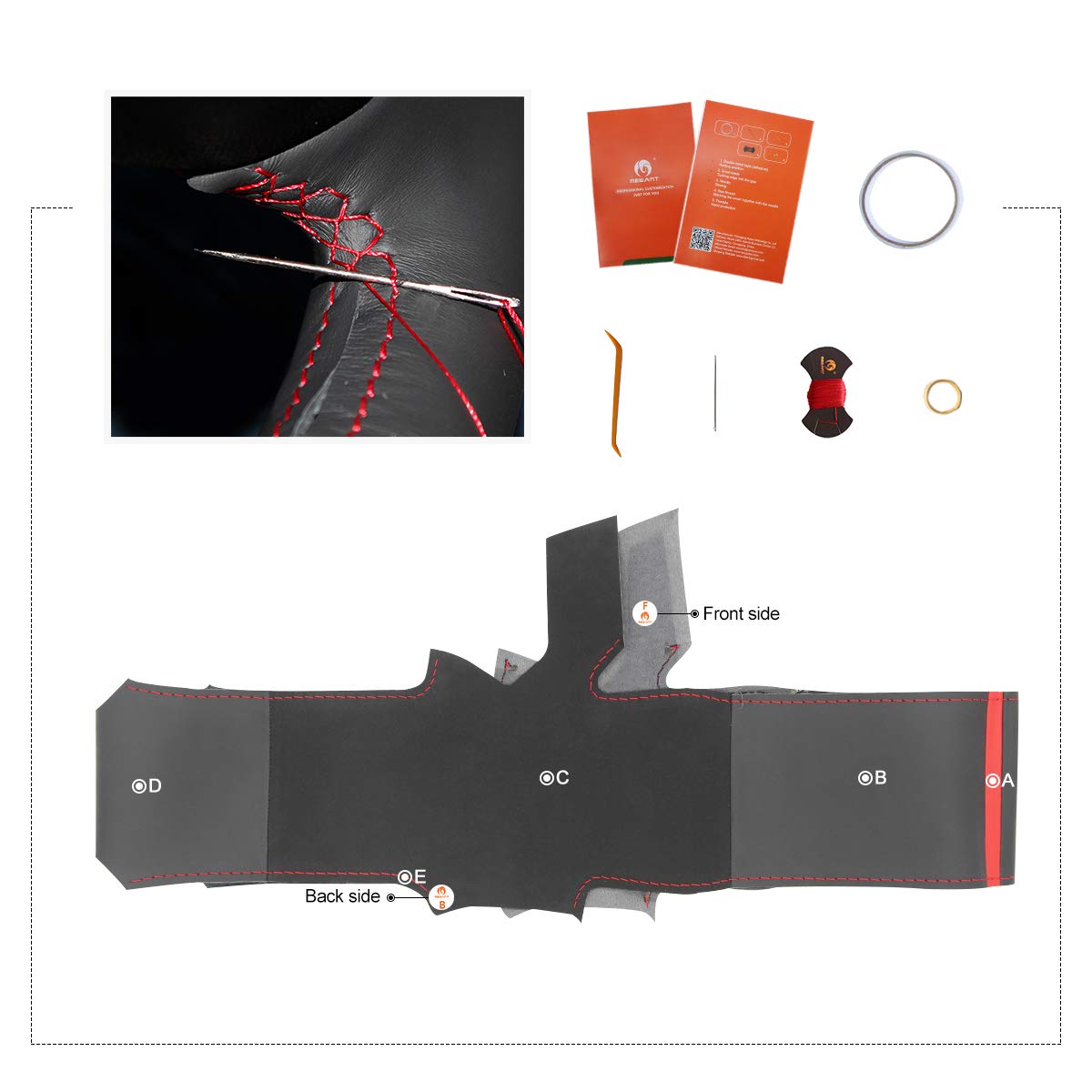 MEWANT Funda de volante de cuero para Hyundai Santa Fe 2019 / Santa Fe funda de volante