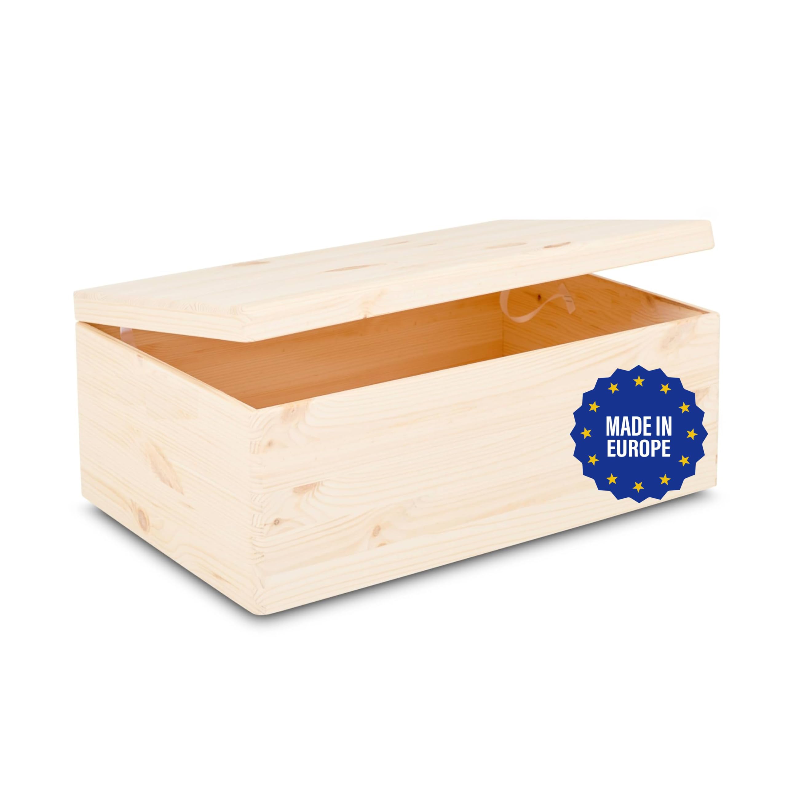 Pinus Holzkiste mit Deckel 60x40x23 cm Klappverschluss ohne Griffe