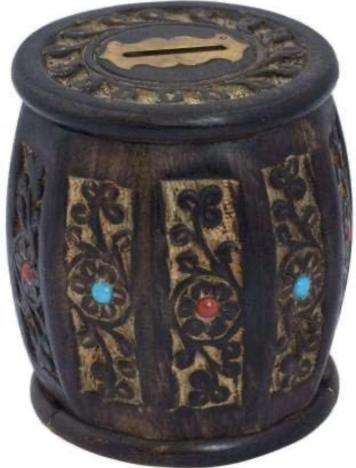 Black Wood Wooden Handcrafted Antique Dholak Shaped Money Bank for Savings | Piggy Bank |Money Box| Kids Coin Collection | Donation Bank/Money Organizer (Brown) with Lock (B0D3MFRGQC) Amazon Price History, Amazon Price Tracker
