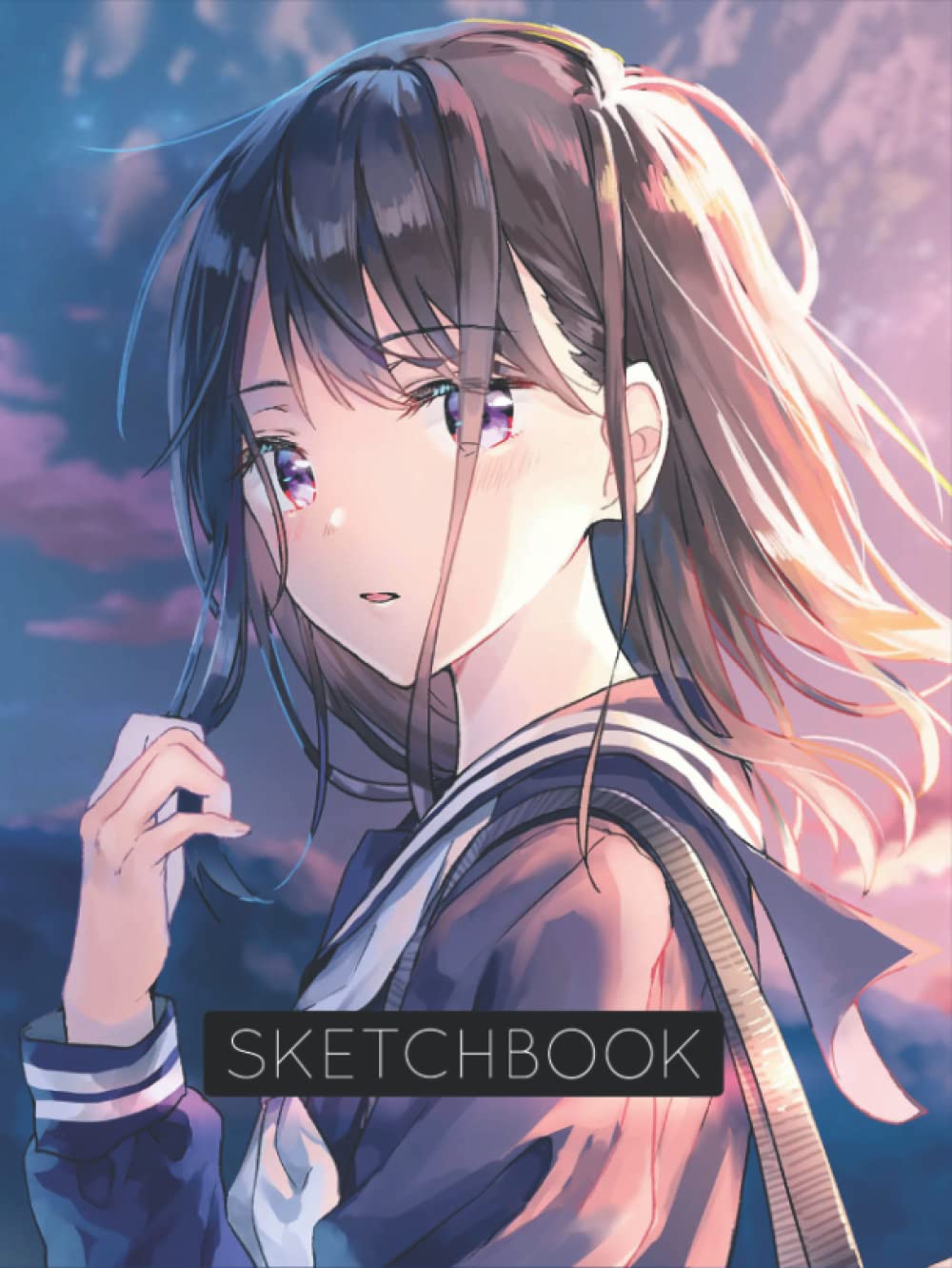 Sketchbook: Anime style cover, sketchbook for Drawing, Coloring, Sketching and Doodling manga, 8.5 x 11 110 pages