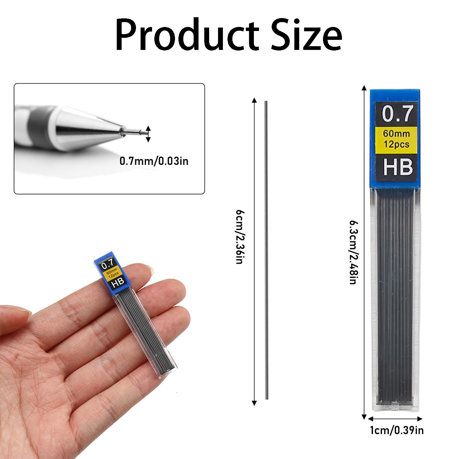 Mine HB da 0,7 mm, 144pcs, Resistenti alla rottura, Scrittura Fluida e Chiara