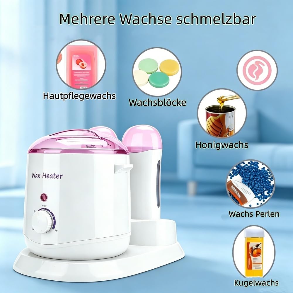 Wachswärmer 3-in-1 800ml, Temperature Control Verstellbar Wachsschmelzmaschine, Professioneller Wachserhitzer für Haarentfernungsmittelfür Enthaaren Von Beinen Und Körper Frauen und Männer