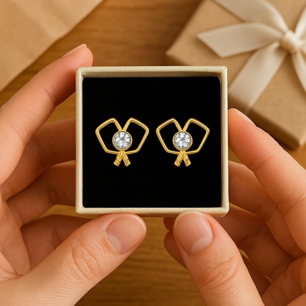 Pickleball Earrings, Pickleball Double Paddle Stud Earrings, Pickleball Jewelry for Women, Pickleball Gift