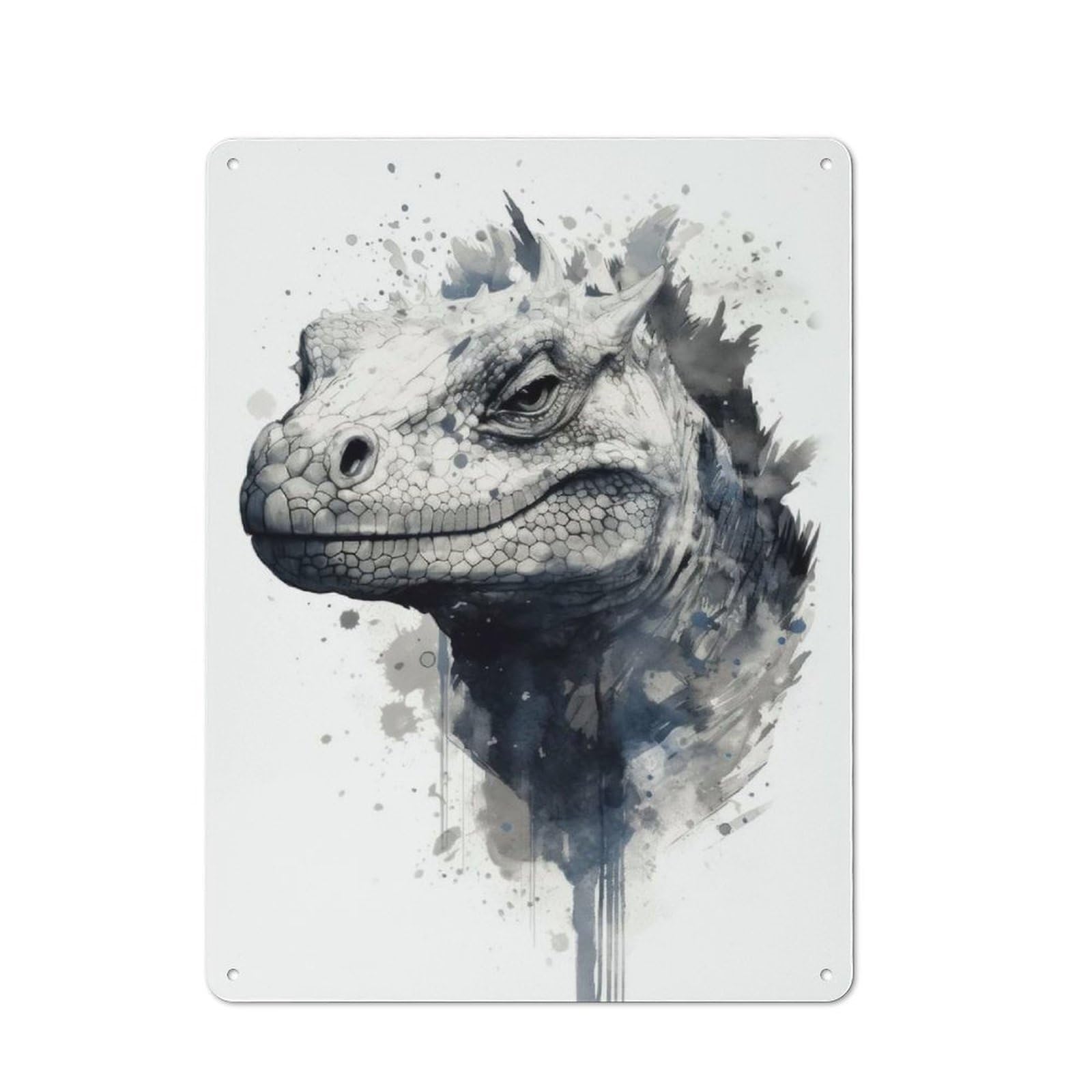 For Café Or Restaurant, Komodo Dragon Watercolor Retro Metal Sign 40x30cm, Gift for Café Owners And Decorators during The Christmas Season