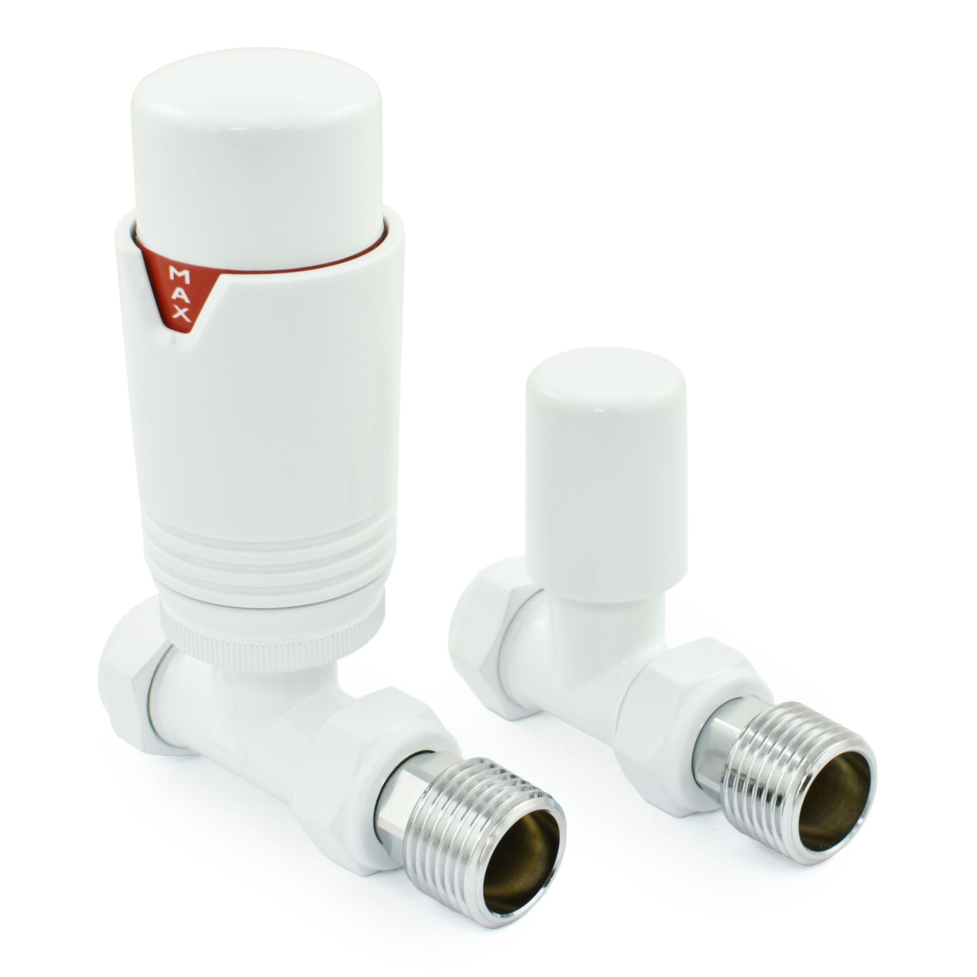 Toallero termostático con válvula de radiador recto TRV (todo blanco)