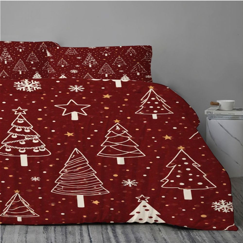 Juego de Cama 3D 240x260 cm, Tema Navideño, Set de 3 Piezas con 1 Funda NóRdica XXL y 2 Fundas de Almohada, Material EcolóGico, DiseñO Reversible, Cremallera, 8420