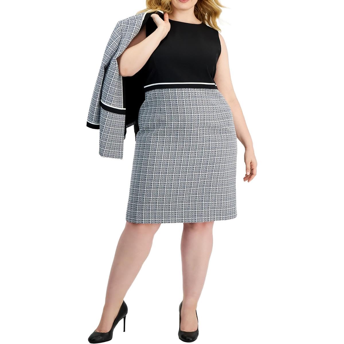Kasper Womens Combo Wb Piping Sheath Dress