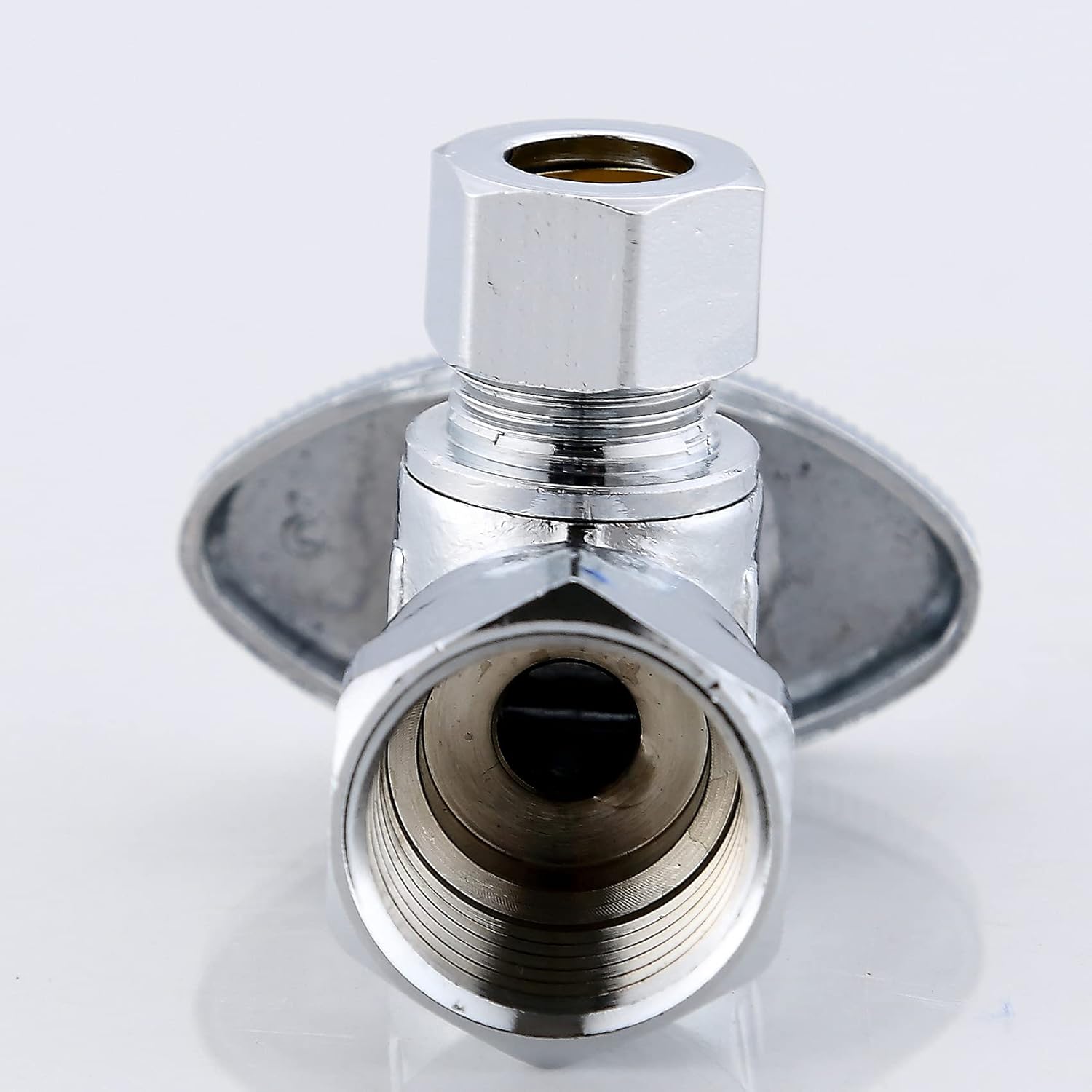 (10-Pack) Cyrret Angle Stop Shut off Valve 1/4 Quarter Turn 1/2-Inch FIP Inlet X 3/8-Inch OD Outlet, No Lead Brass Chromed, CUPC NSF AB1953 Approved