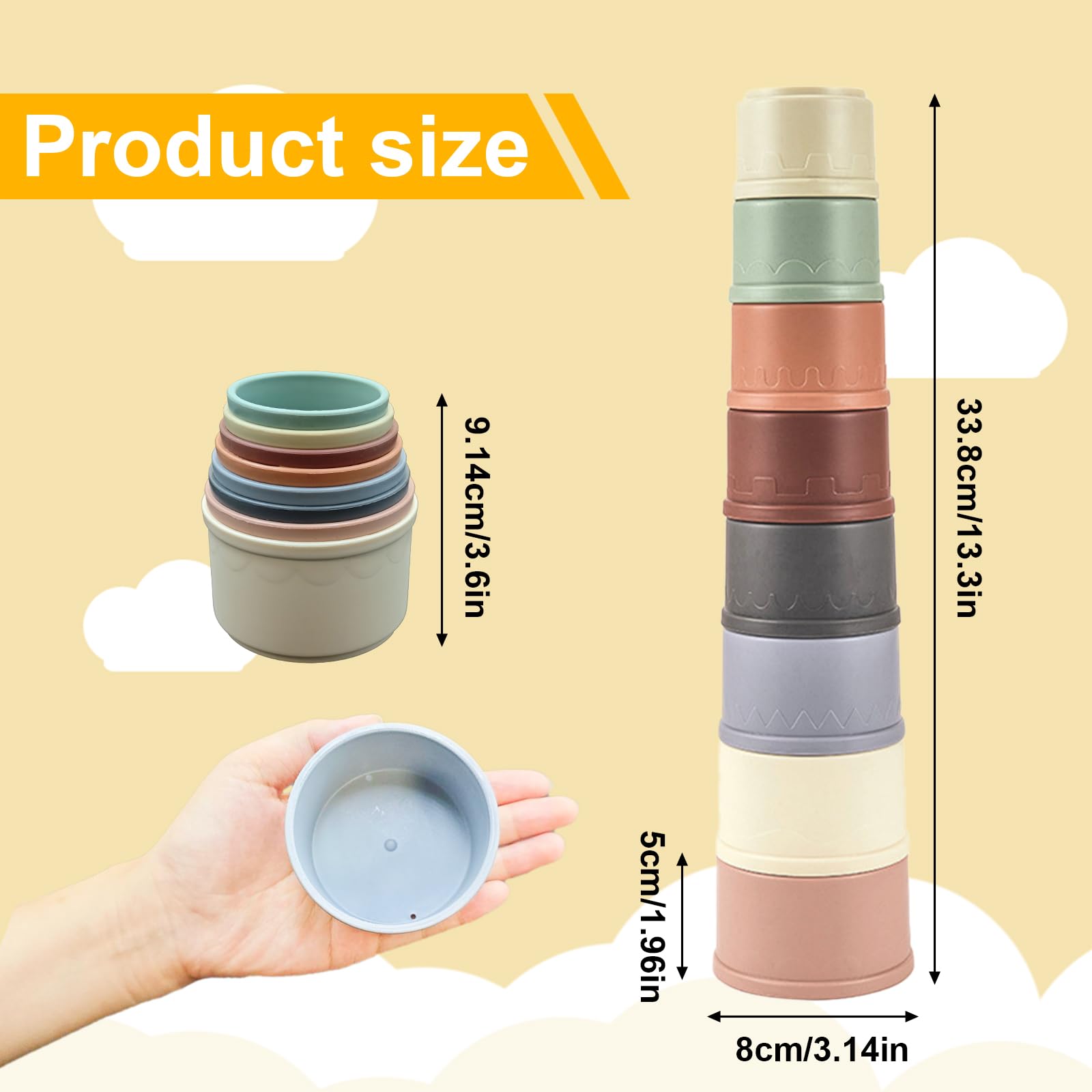 starfa lab 8 Pcs Stacking Cups for Small Animal Toys,Nesting Rabbit Toys of Different Sizes,Safe Plastic Colorful Nesting Toys for Bunny Guinea Pig Hiding Food and Playing